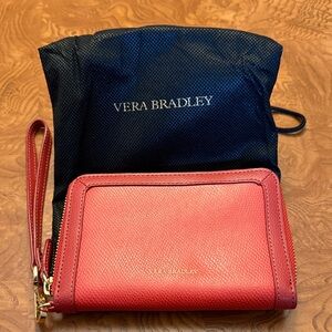 Vera Bradley Burnt Orange Leather Grab and Go Wristlet with Dustbag